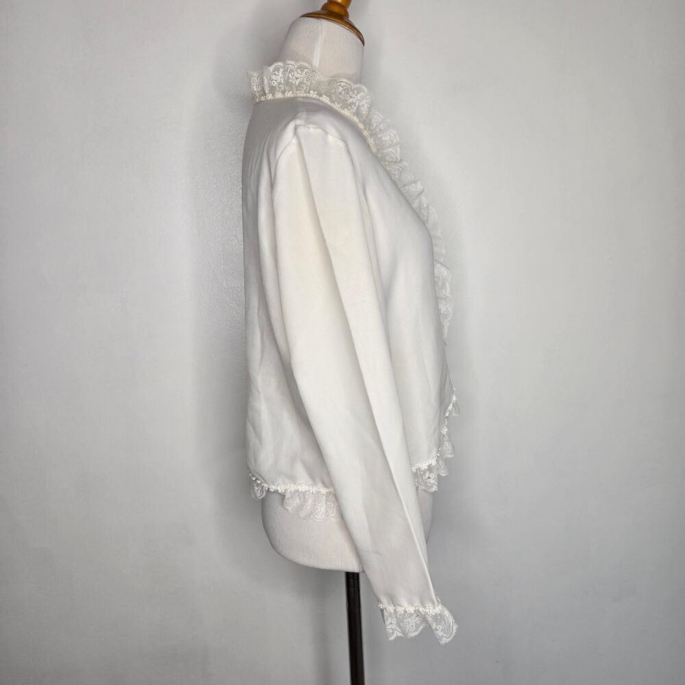 Vintage Edwardian Style Blouse Women Lace Dainty Feminine White Medium - Picture 2 of 14